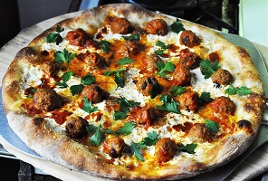 American American Pizza with Meatballs and Parsley Recipe