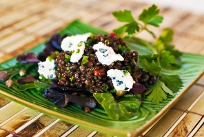 French Lentil Salad with Blue Cheese and Roasted Red Peppers Recipe