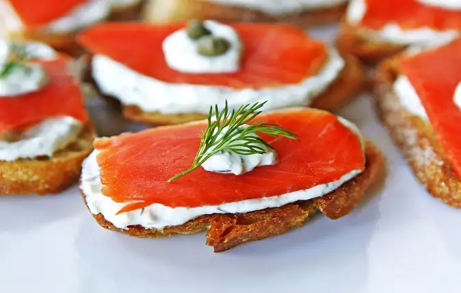 Bruschetta with Smoked Salmon and Cheese