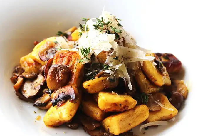 Carrot Gnocchi with Mixed Mushrooms