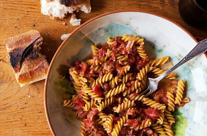 Fusilli Pasta with Anchovy and Tuna Sauce