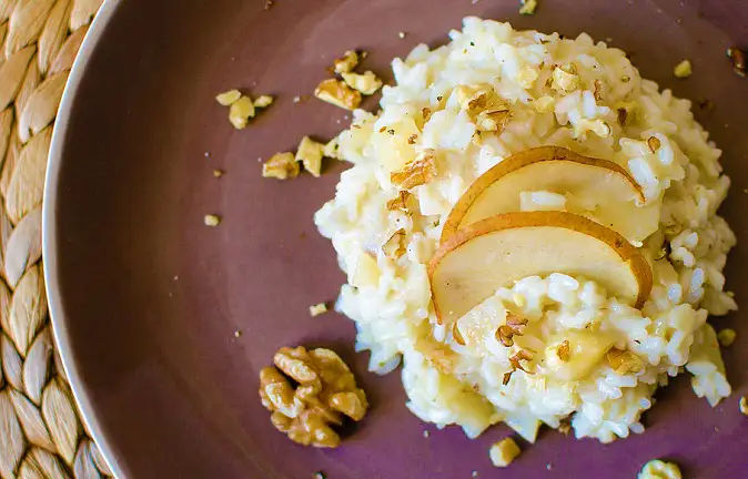 Gorgonzola and Pear Risotto with Walnuts