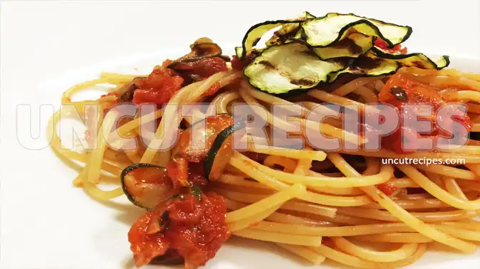 Spaghetti with Grilled Zucchini Tomato Sauce