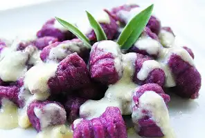 Purple Gnocchi with Cheese Sauce Recipe